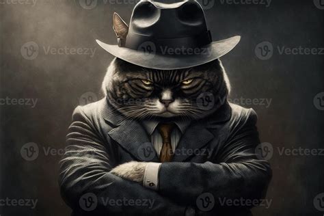 mafia boss cat Portrait illustration 23932678 Stock Photo at Vecteezy