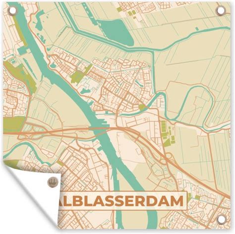 Tuinposters Alblasserdam Stadskaart Plattegrond Kaart 50x50 Cm