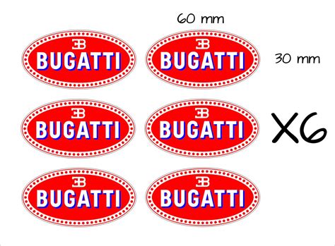 Bugatti Stickers SIX (6) 60 x 30 mm each - Crazy Fish