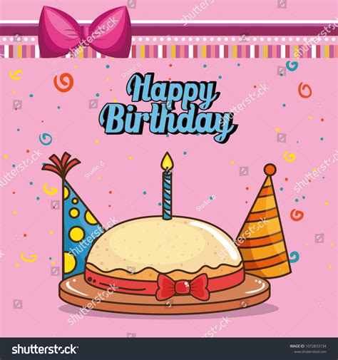 Happy Birthday Card Sweet Cake Stock Vector Royalty Free 1072833134