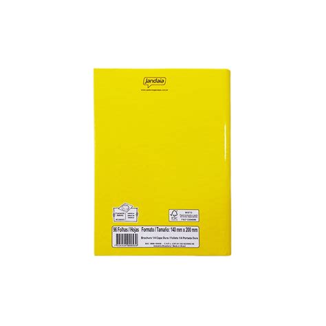 Caderno Brochura Stiff Amarelo Folhas Jandaia