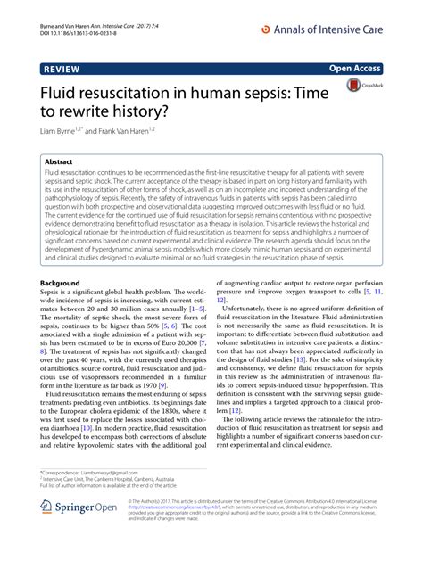 (PDF) Fluid resuscitation in human sepsis: Time to rewrite history?