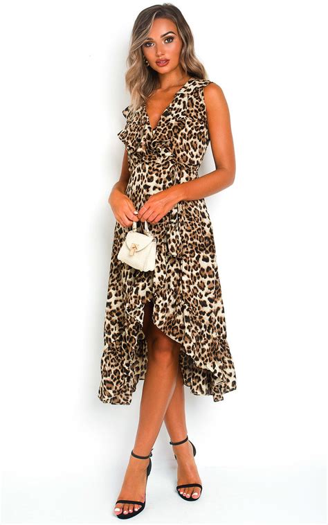 Leo Leopard Print Wrap Midi Dress In Leopard Ikrush