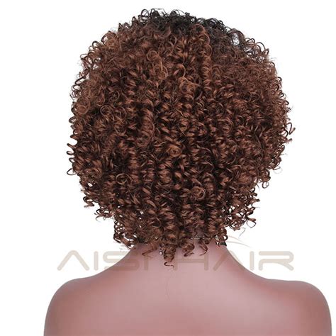 Customized Short African American Curly Wigs Black Brown Ombre Two Tone