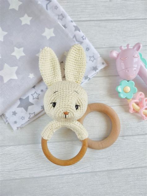 Crochet Bunny Rattle Pattern Amigurumi Teether Toy Etsy