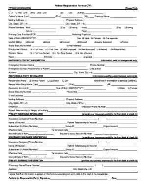 Fillable Online Patient Registration Form ECW PATIENT INFORMATION Fax