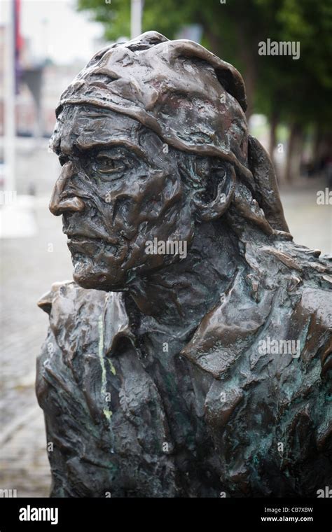 Close Up Of The Head Of A Bronze Statue Of John Cabot Who Sailed From