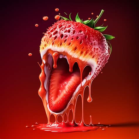 Premium AI Image | Scary screaming strawberry