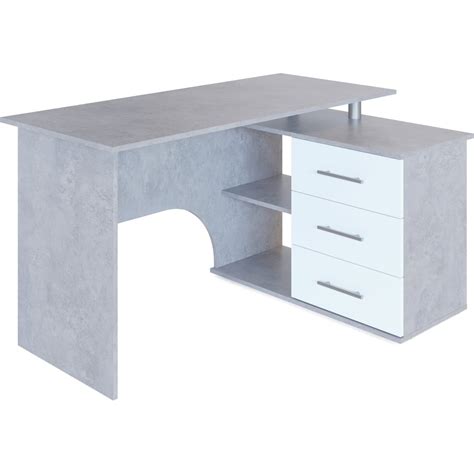 Компьютерный стол СОКОЛ КСТ-09 правый, бетон/белый 00-00011537 ...