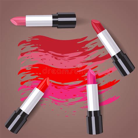 Four Lipsticks Paint Color Lines Lipstick Color Choice Ilustraci N