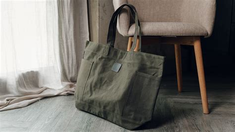 Cotton Canvas Bag In Deep Green Natural Bed Company