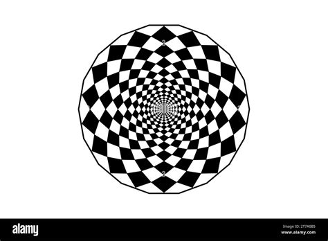 Hypnotic art mandala design, optical spiral illusion. Optical Checkered ...