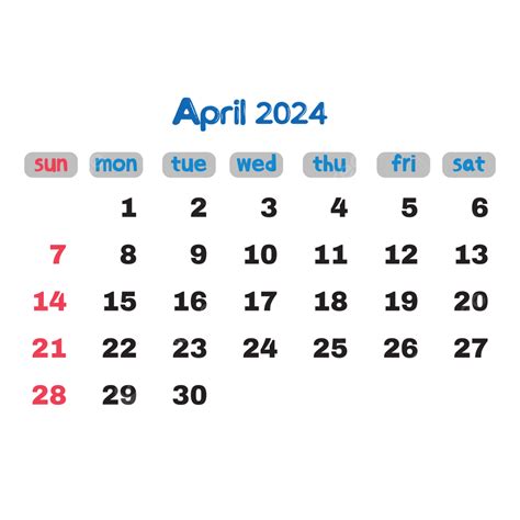 2024 年 4 月日曆 向量 四月 2024年4月向量圖案素材免費下載，png，eps和ai素材下載 Pngtree