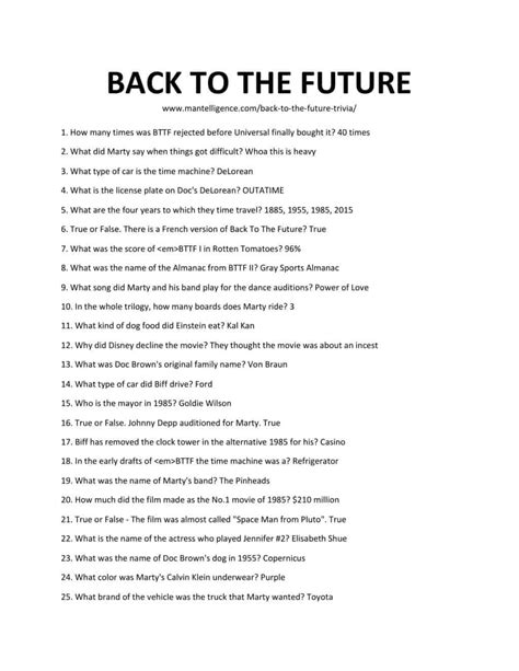 42+ Back To The Future Trivia Questions & Answers (Movie Quiz)