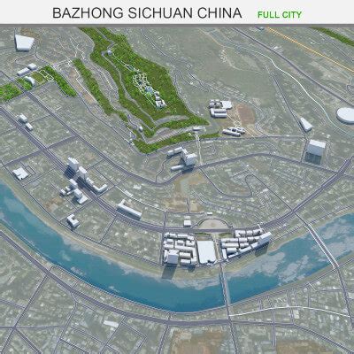 Bazhong City Sichuan China 3D Model 30km By 3dstudio