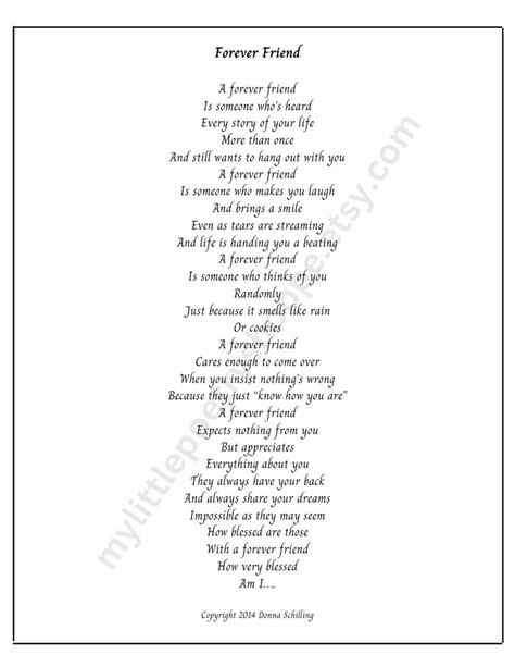 Forever Friend, INSTANT DIGITAL DOWNLOAD, Friend Poem, Best Friend Poem ...