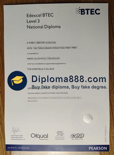 Order Fake Edexcel Btec Level 3 National Diploma Certificate