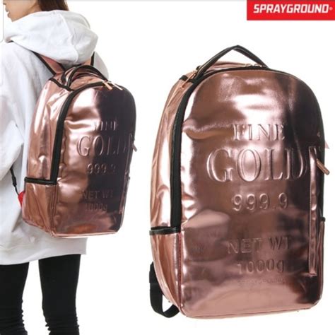 Sprayground Rose Gold Metallic Backpack Gem