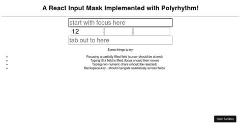 Polyrhythm Input Mask Starter Codesandbox