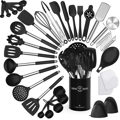 Dgpct Silicone Cooking Utensil Set Stainless Steel Kitchen Utensils