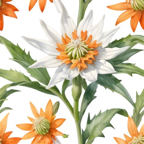 exquisite edelweiss flower natures beauty illustration  png