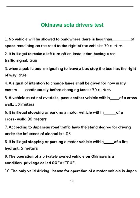 Okinawa Sofa License Practice Test | Cabinets Matttroy