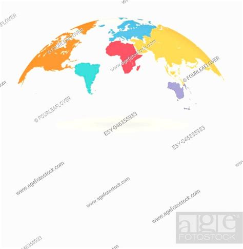 Detailed colored world map, with different colors for each continent ...