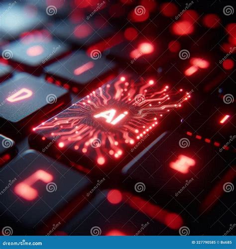 Illuminated Laptop Keyboard With AI Button Futuristic Depictions Of