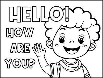 Dibujo para colorear en inglés Hello how are you Apuntes de inglés