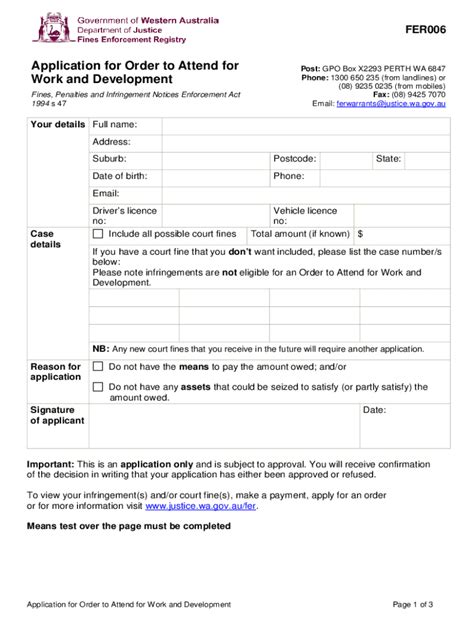 Fillable Online Post Gpo Box X Perth Wa Application For A