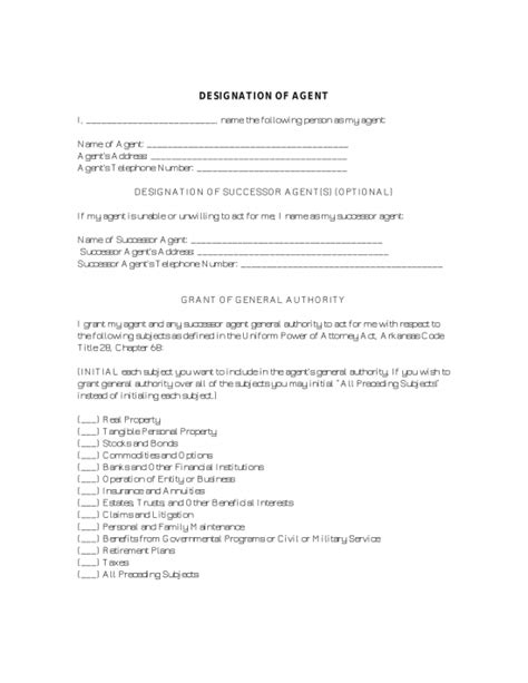 Free Arkansas Power Of Attorney Forms 12 Types Pdf Word Eforms