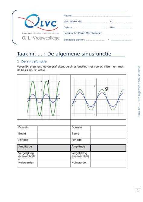 4 4 Taak De Algemene Sinusfunctie Taak Nr De Algemene