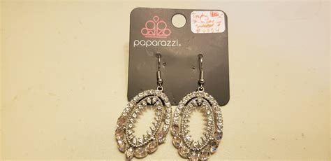 Paparazzi Earrings New Trophy Shimmer White 0054 Ebay