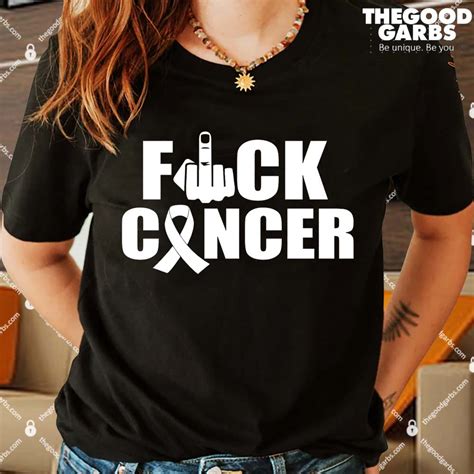 Fuck Cancer Ribbon Middle Finger Shirt
