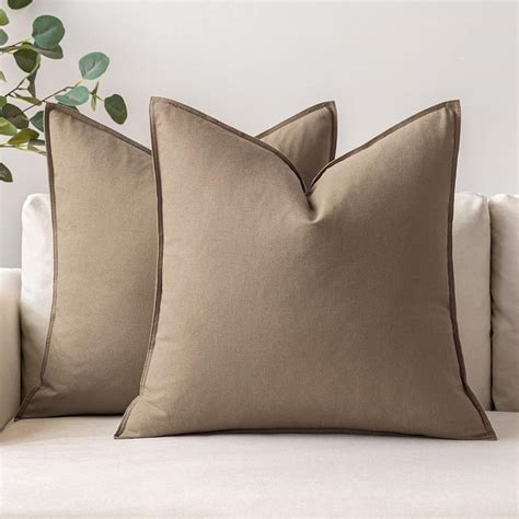 MIULEE Pack Of 2 Khaki Pillow Covers 18x18 Inch Decorative Couch Throw