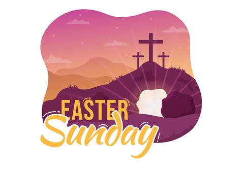 Happy Easter Sunday Day Illustration With Jesus He Is Risen And