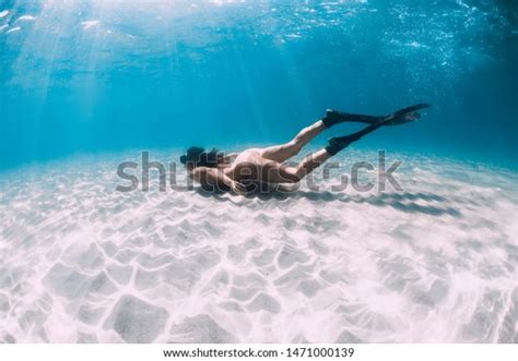 Naked Woman Free Diver Glides Over Stock Photo Shutterstock