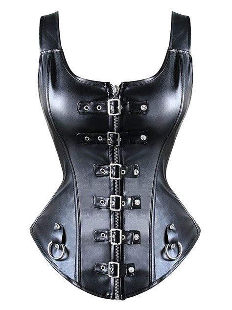 MISS MOLY Gothic Corset Girdle For Women Trainging Faux Leather Lace Up