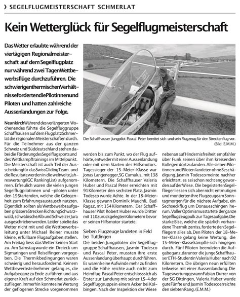 Klettgauer Bote Kein Wetterglück für Segelflugmeisterschaft