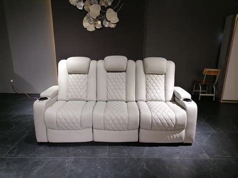 White Color 3seater Electric Cinema Sofa Home Theater Furniture Cinema ...