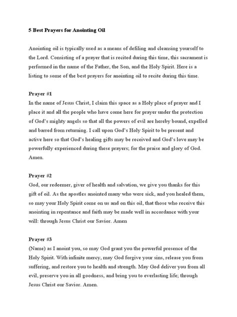 Anointing Prayer | PDF | Prayer | God The Father