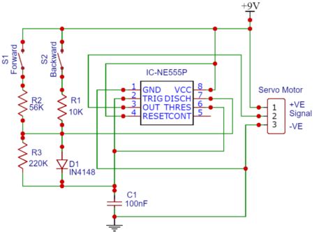 Servo Motor Controller Tester Circuit Using 555 Timer IC