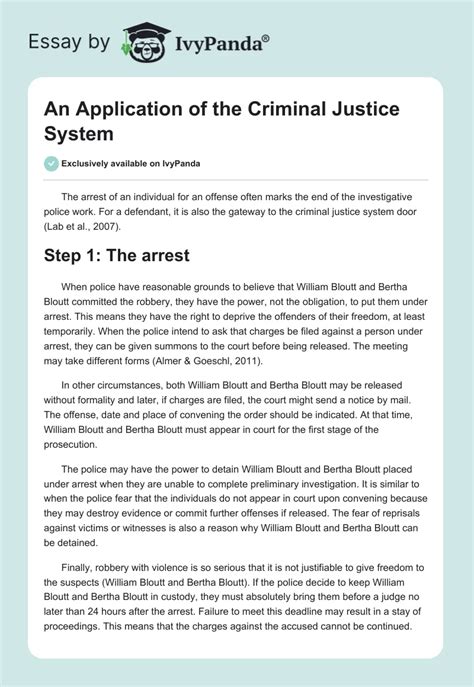 An Application Of The Criminal Justice System 1666 Words Essay Example