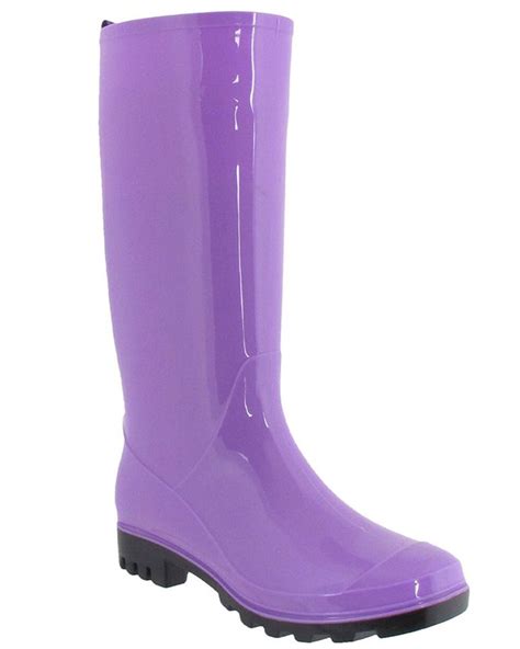 Capelli New York Ladies Shiny Solid Opaque Jelly Rain Boot Rain Footwear Boots