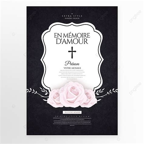 Funeral Card Invitation Poster Pink Roses Template Download On Pngtree