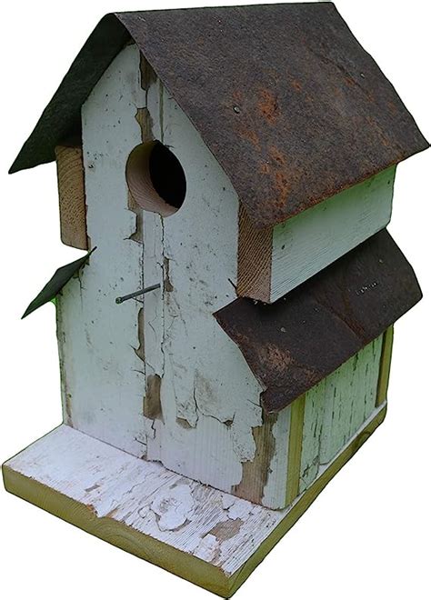 Amazon Amish Handcrafted One Hole Two Roof Tin Barnwood Bird