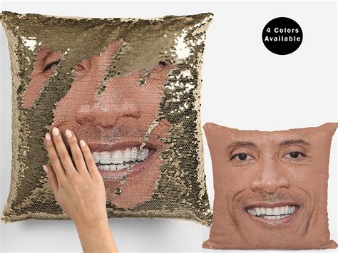 The Rock Meme Face Sequin Pillow Cover Funny the Rock Face - Etsy