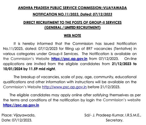 Appsc Group Notification Group Ii Recruitment Apply Online