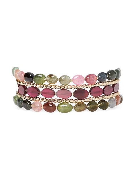 Chan Luu Naked 18k Gold Plated Multi Gemstone Wrap Bracelet