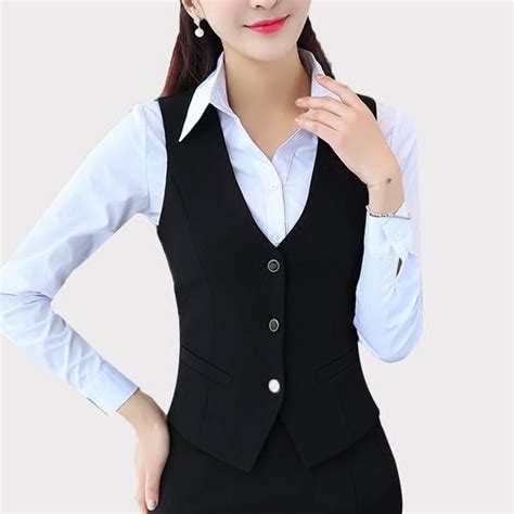 Women Business Work Suit Vest Sleeveless Slim Fitted Waistcoat Gilet